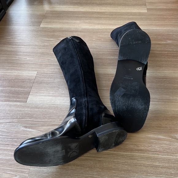 Jill Sander made in Italy leather & suede trim 8M(38) black riding boots - Picture 15 of 16